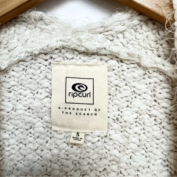Rip Curl Snow Drify Fuzzy Boucle Cardigan Sweater Open Teddy Knit Size Small - Picture 8 of 12